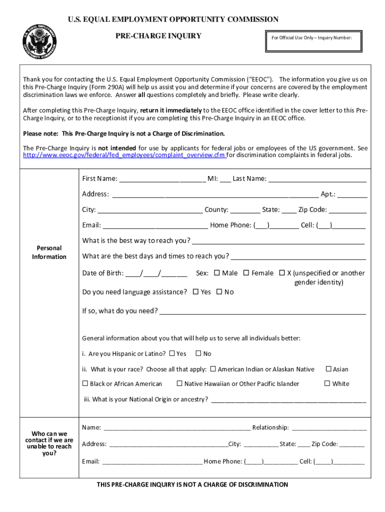 U S EQUAL EMPLOYMENT OPPORTUNITY COMMISSION PRECH  Form