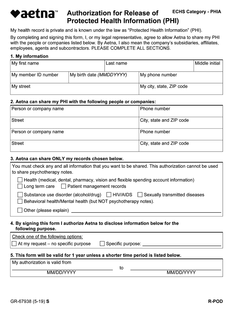 Aetna Authorization 20192024 Form Fill Out and Sign Printable PDF