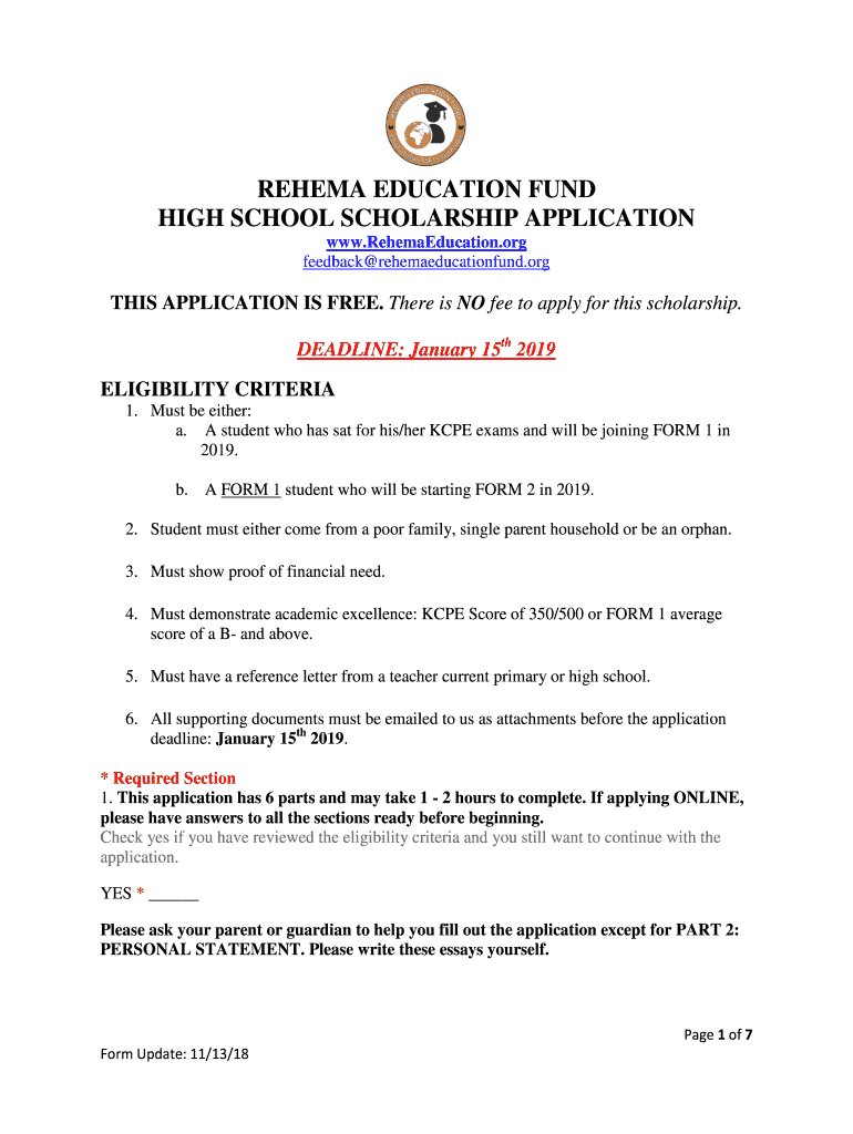 Rehema Foundation  Form