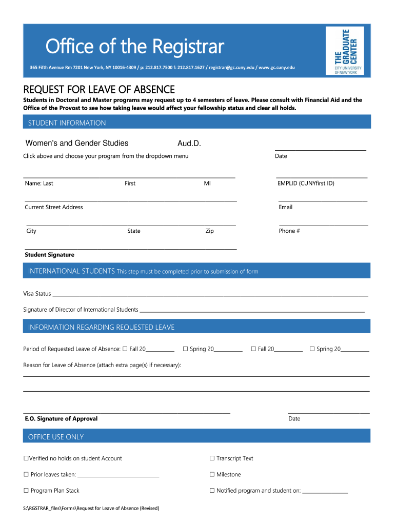 Office of the Registrar Office of the Registrar the Graduate  Form