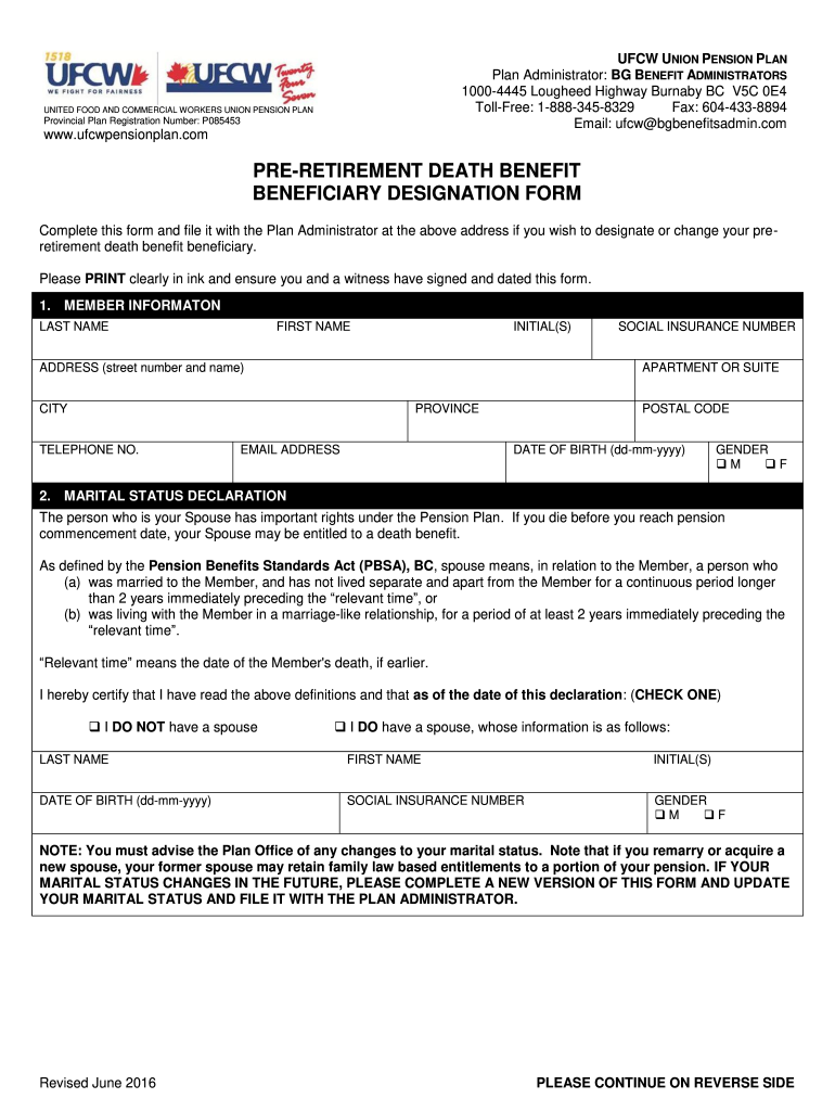 Ufcw 1518 Pension  Form