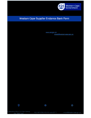 Western Cape Supplier Evidence Bank Form