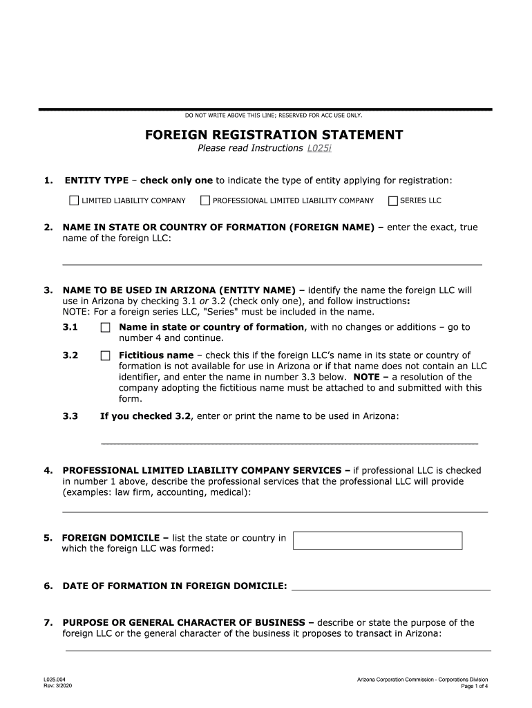 Name of the Foreign LLC  Form