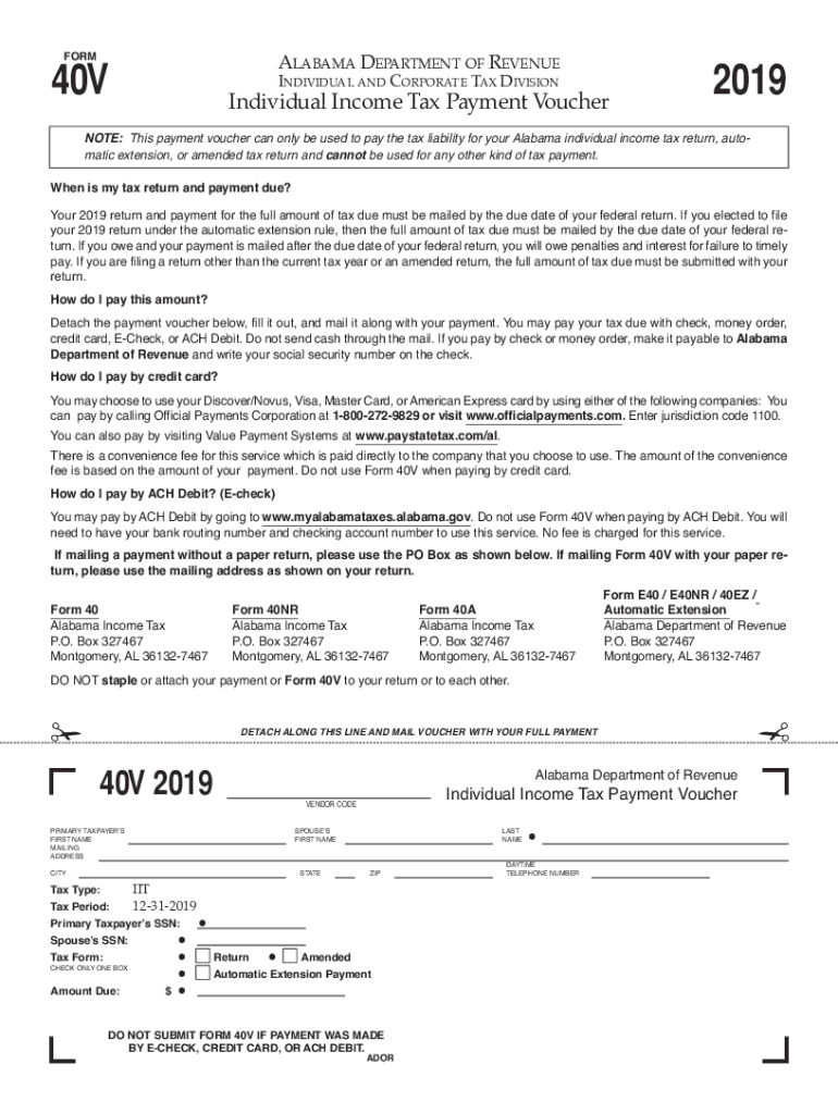  Alabama Tax Form 40v 2019