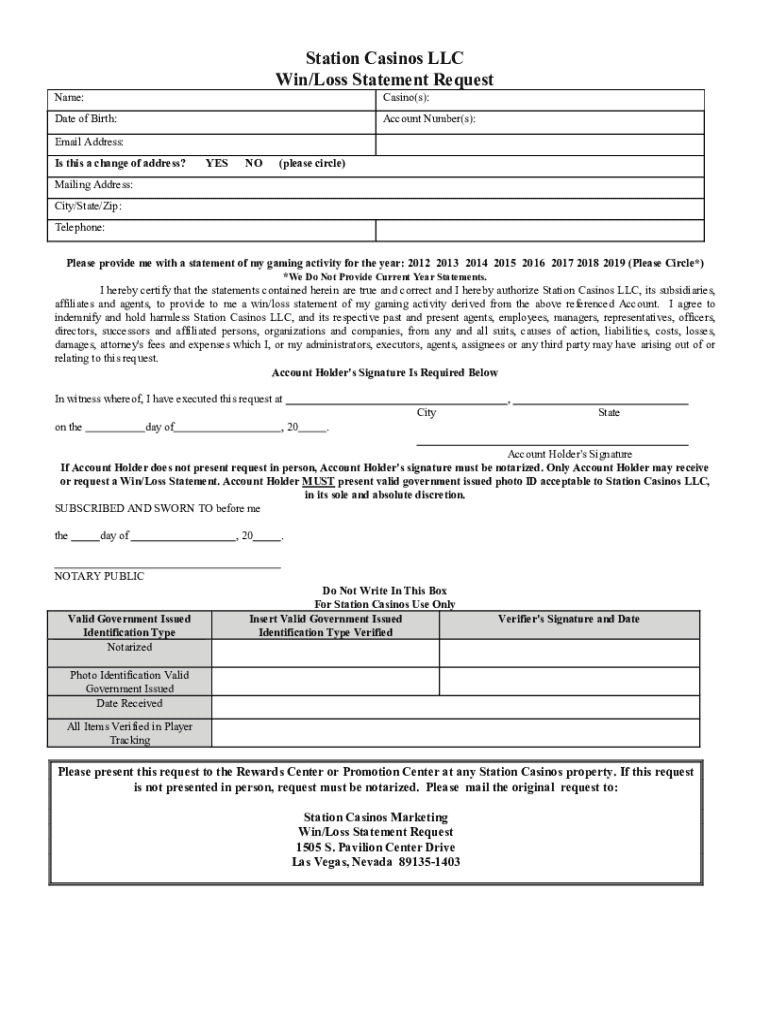 Station Loss Statement  Form