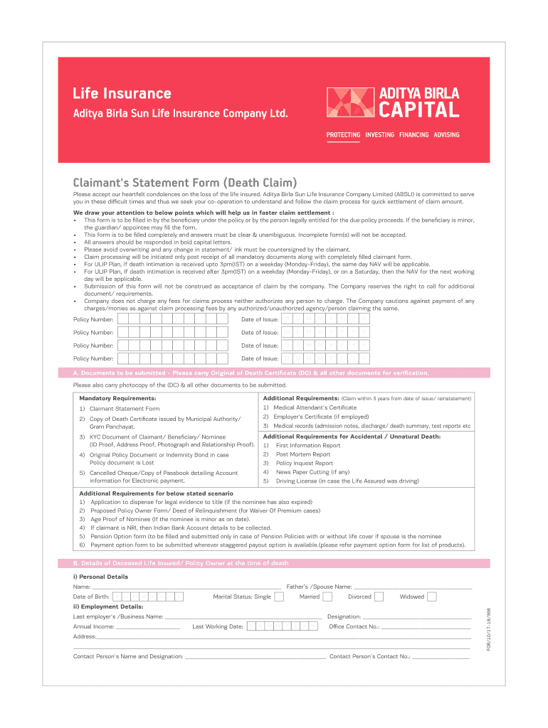 Birla Sun Life Policy Surrender Form PDF