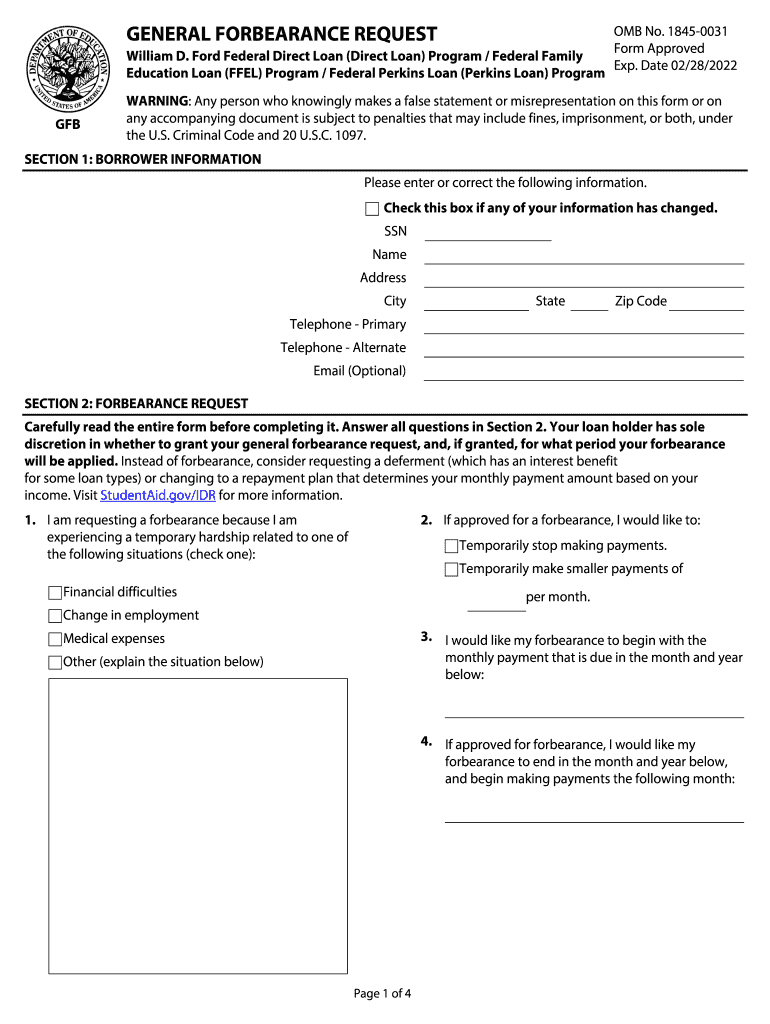 Applying for Forbearance  Form