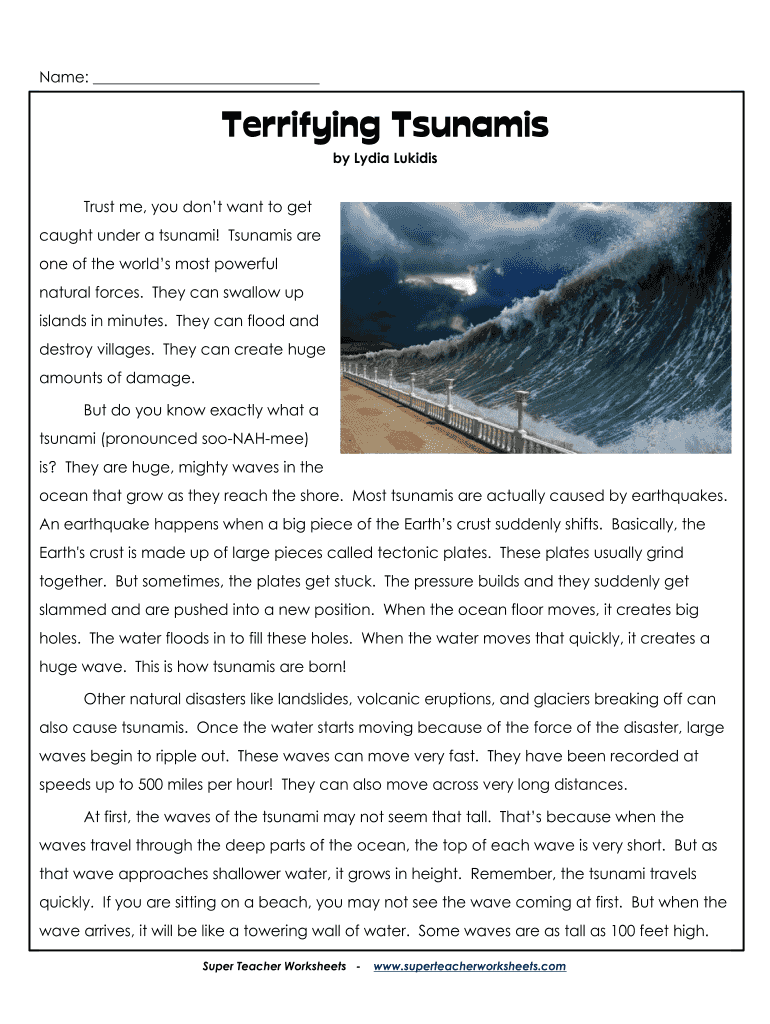 Terrifying Tsunamis Answers  Form