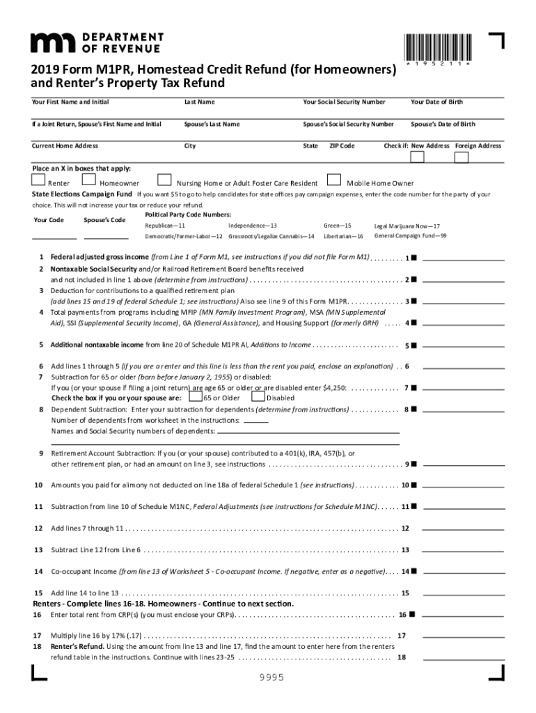 Minnesota Property Tax Refund 2019 2023 Form Fill Out And Sign 