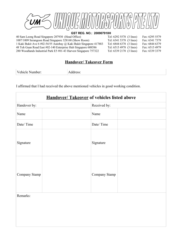 Handover Takeover Format