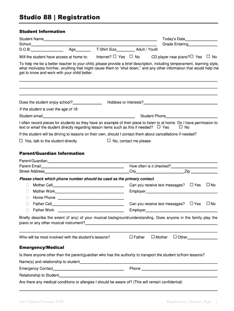 Studio 88 Account Application Form