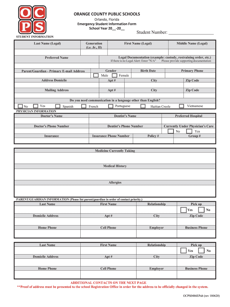  ORANGE COUNTY PUBLIC SCHOOLS Student Number 2020-2024