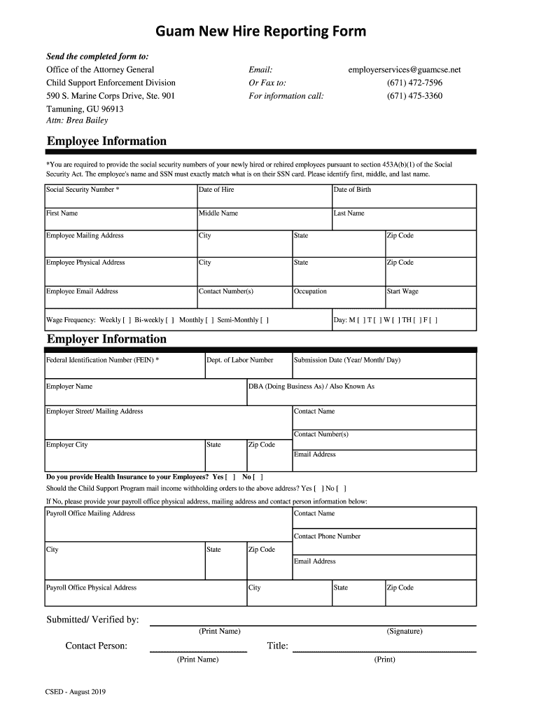 Guam New Hire Reporting Form