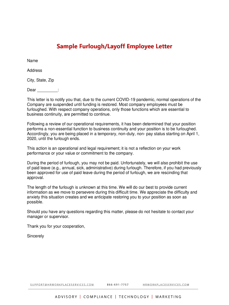 Covid 19 Layoff Letter  Form