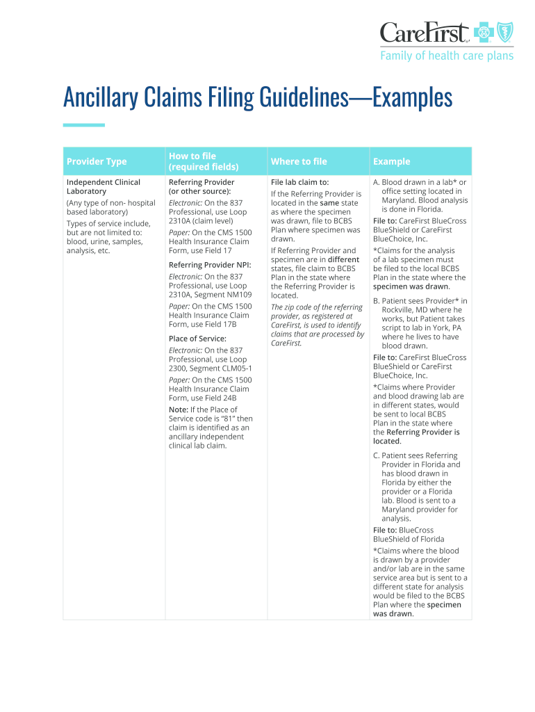  Ancillary Claims Filing Guidelines Examples Ancillary Claims Filing GuidelinesExamples 2018-2024