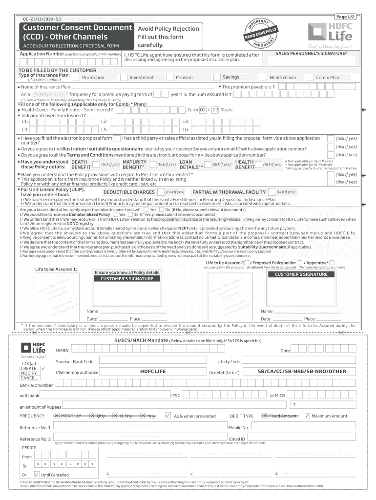 Hdfc Ccd Form 5 1 Download