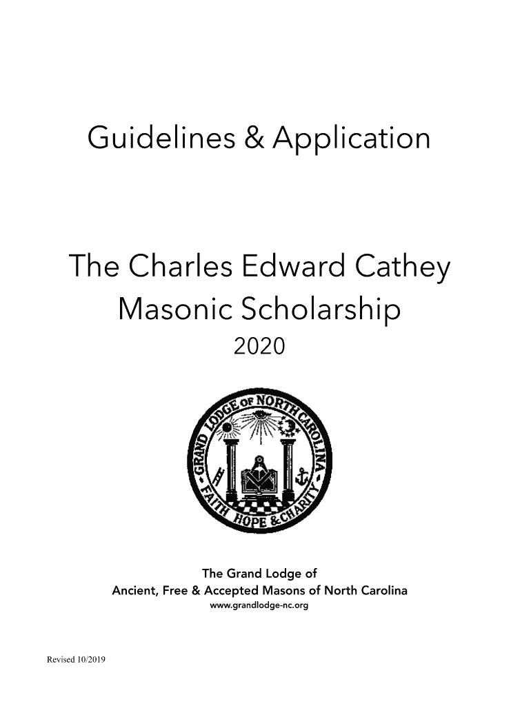 Get and Sign Grand Lodge of NC Grand Lodge ScholarshipNorth Carolina 2020-2022 Form