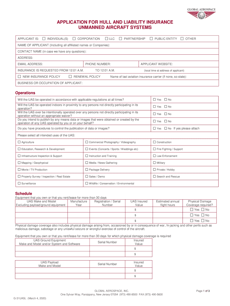  G 31UASL 20200304 ApplicationGlobal Aerospace Aviation 2020-2024