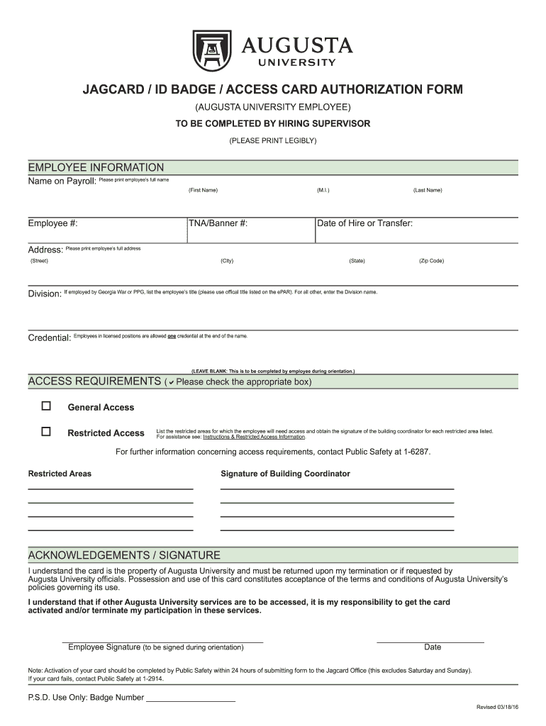  Badge Access Form 2016-2024