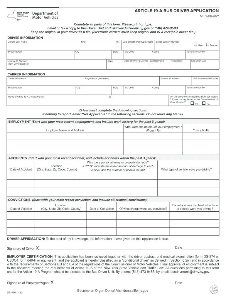  New York DMVInformation and Forms Article 19 a 2020