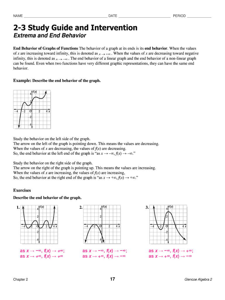 2 3 Practice Extrema and End Behavior Answer Key  Form