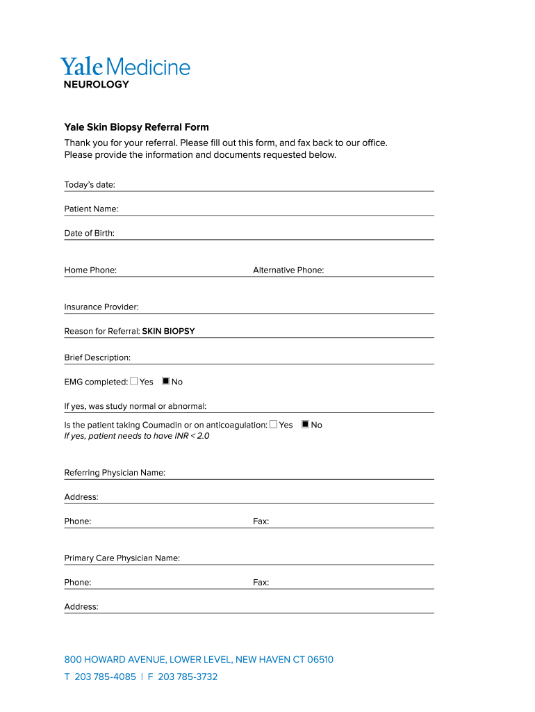 Yale Skin Biopsy Referral Form Yale Medicine