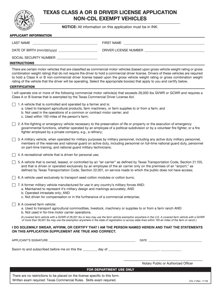 Driver License or ID Card Application for Adult Texas DPS  Form