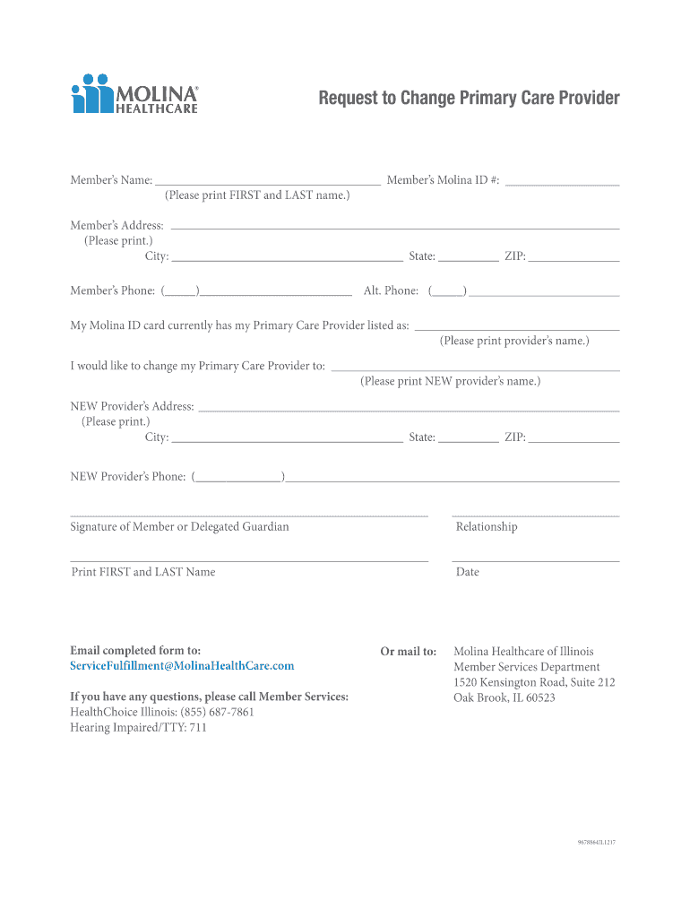  Request to Change Primary Care Provider Form Request to Change Primary Care Provider Form 2017-2024