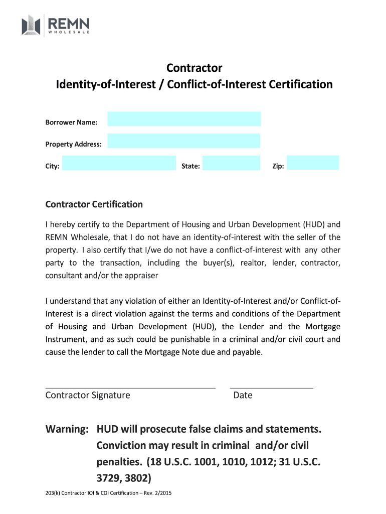 Identity of Interest Fill Online, Printable, Fillable  Form