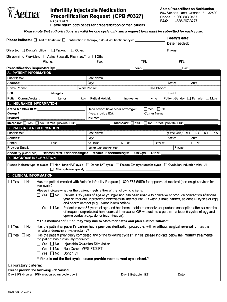  Precertification Aetna Sample Fill Online, Printable 2011-2024