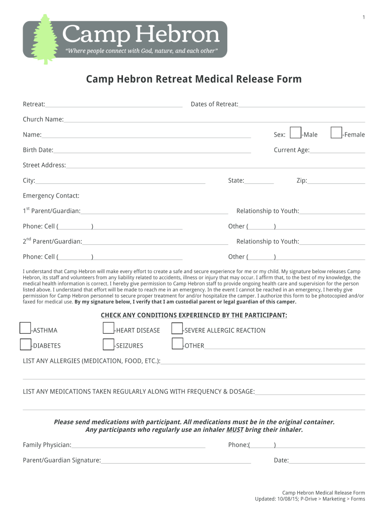 Get and Sign Generic Medical Release Form DOCX 2015-2022