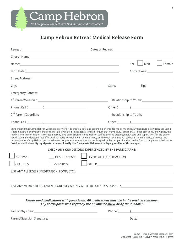  Generic Medical Release Form DOCX 2015