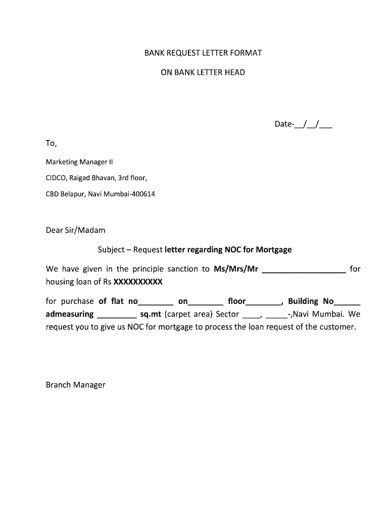 Cidco Noc Request Letter  Form