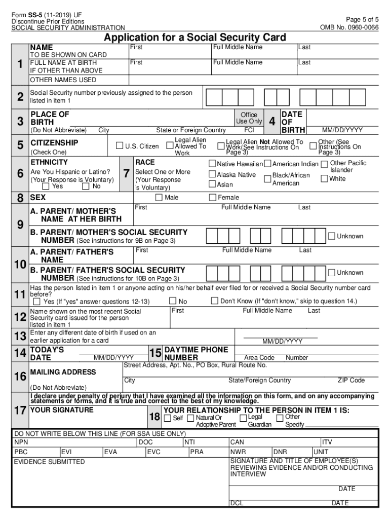 Get and Sign Social Security SS 5 Form 2019
