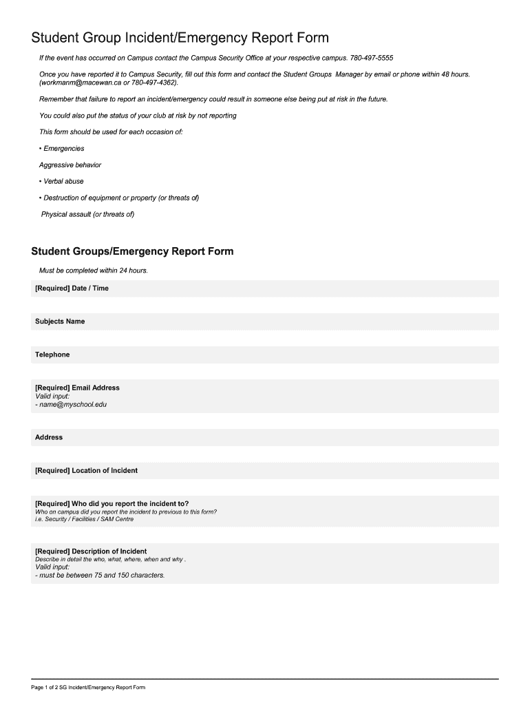  Club IncidentEmergency Report Form 2020-2024