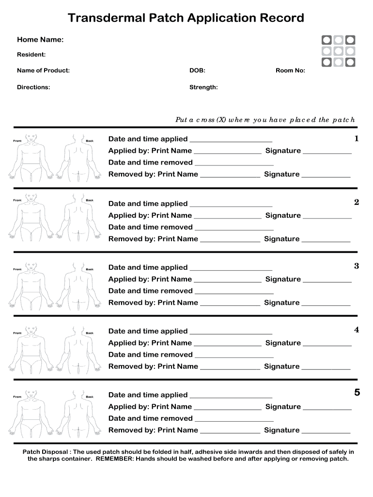 Application Record &amp;amp; Guidance for Transdermal  Form