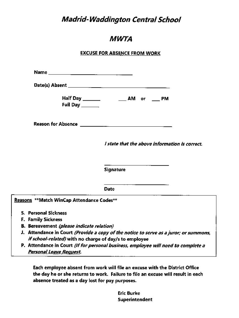  Print Form Madrid Waddington Central School EXCUSE 2018-2024