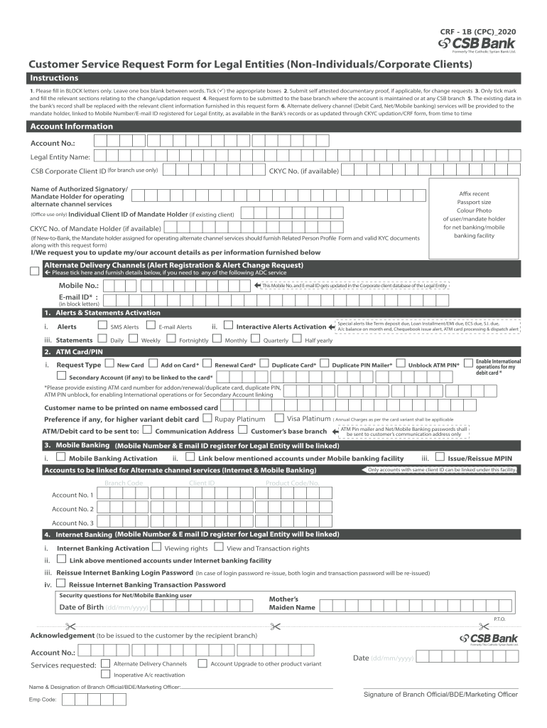 India CBS CRF 1B  Form