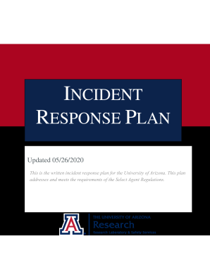 Get and Sign UA Incident Response Plan University of Arizona 2020 Form