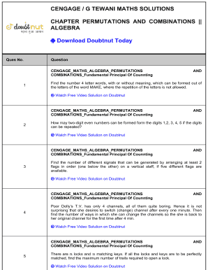 Cengage Permutation and Combination PDF  Form