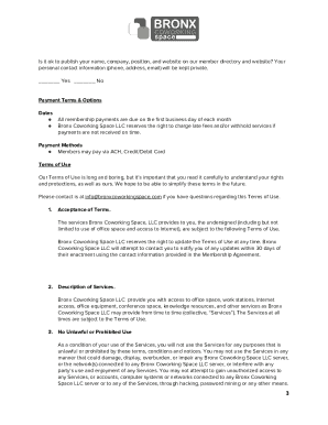 Coworking Space Membership Agreement Template  Form