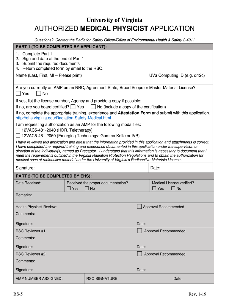  Authorized Medical Physicist Application Environmental 2019-2024