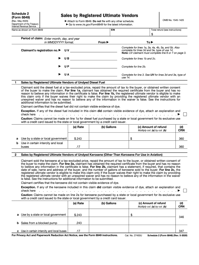 Schedule 2 8849 Form