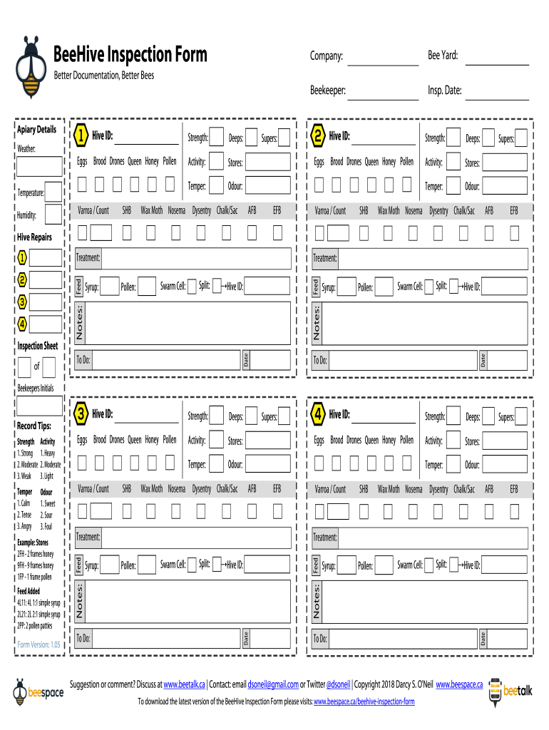 Beekeeping Records Template  Form