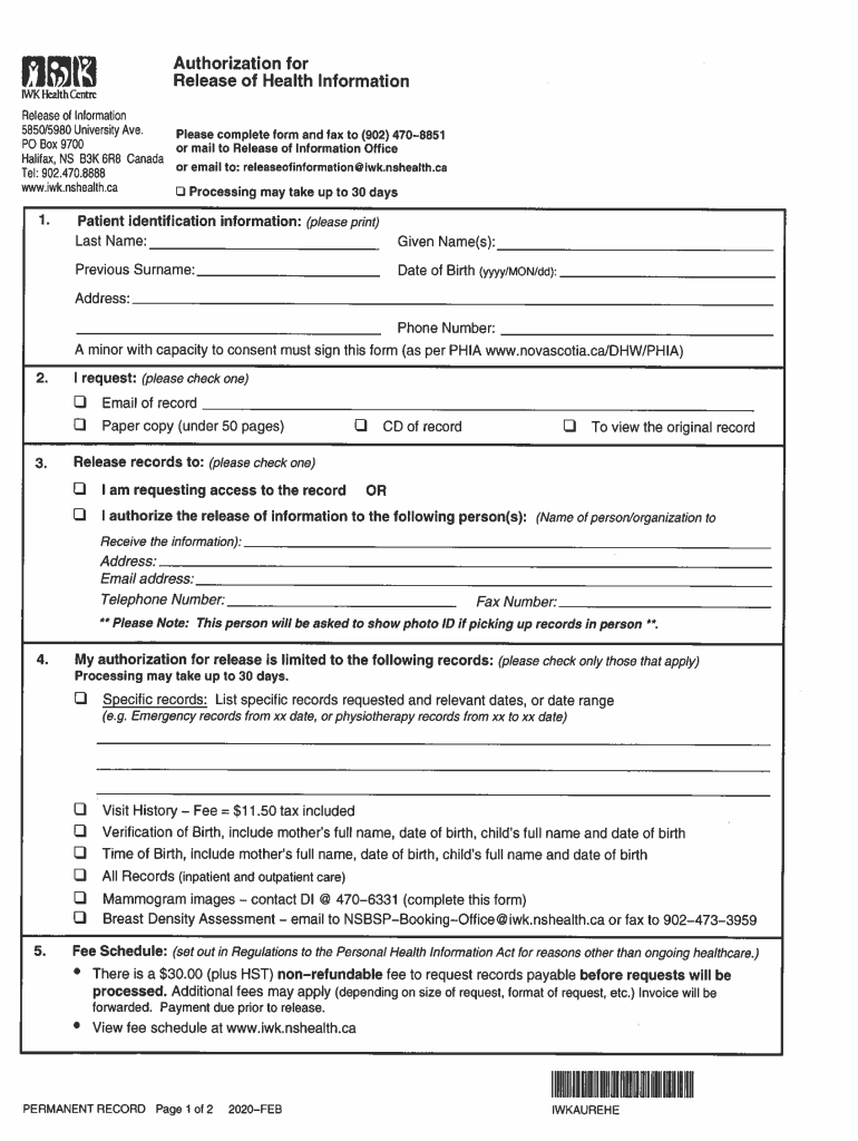  PHIA Fee Fact Sheet Nova Scotia 2020-2024