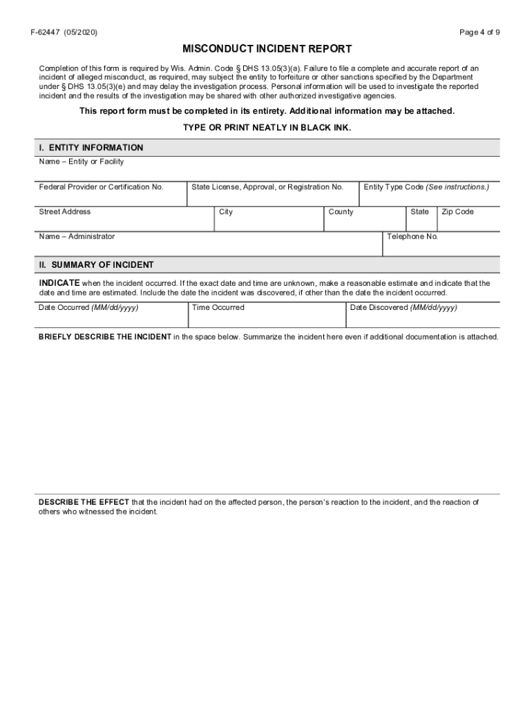 Get and Sign Misconduct Incident Report Misconduct Incident Report  Form