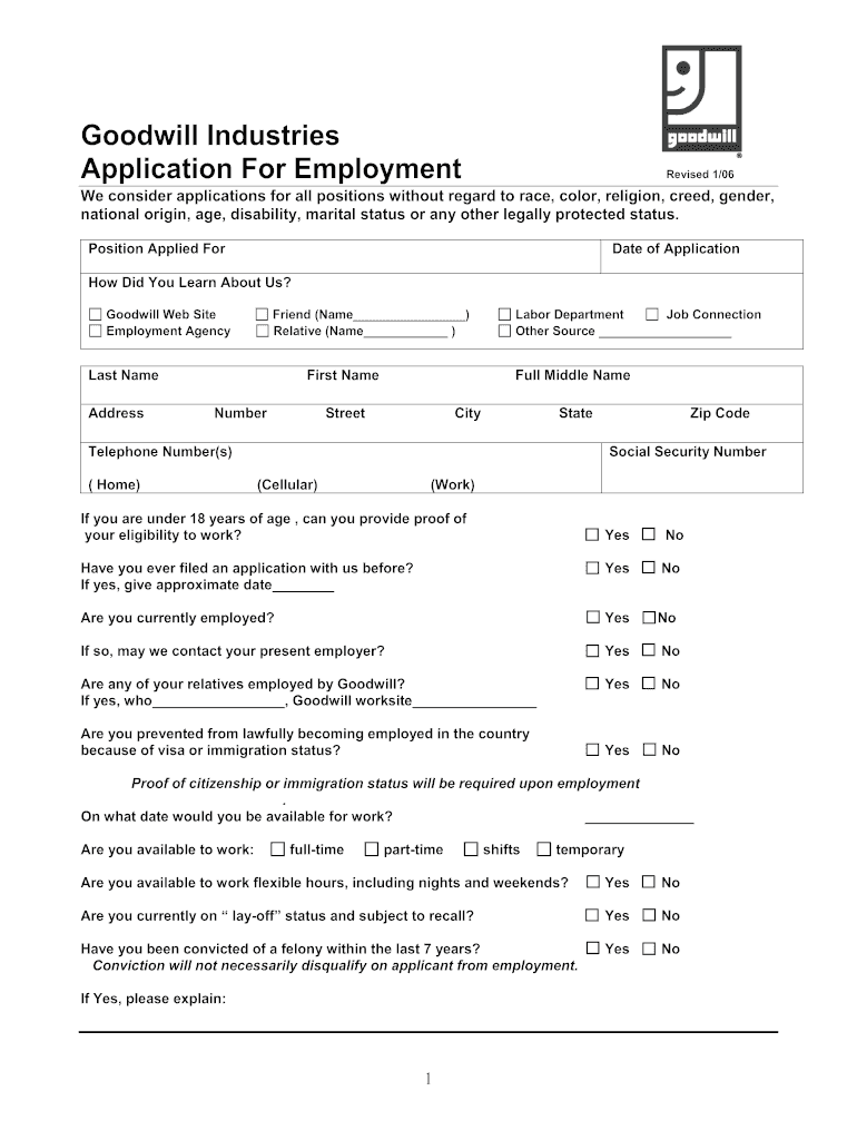  Goodwill Job Application Form Careers Downloads Net 2006-2024