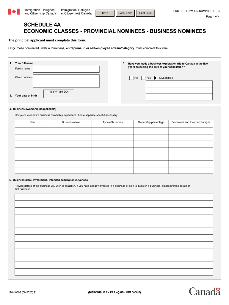 Schedule 4 Form Canada