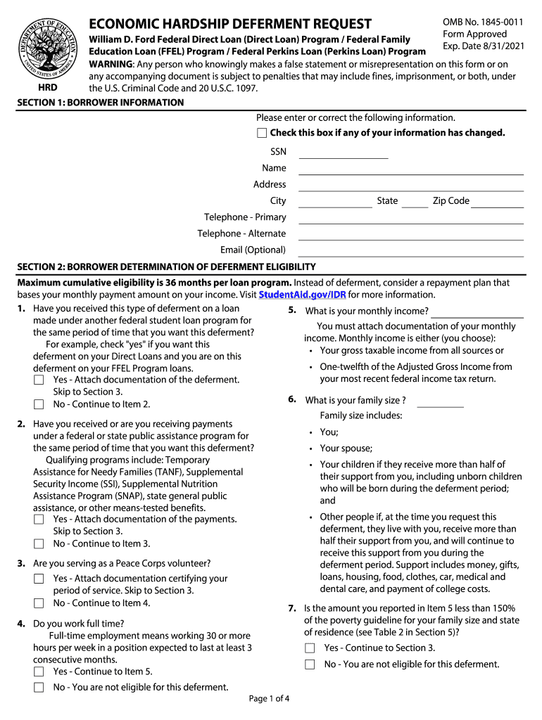  Economic Hardship Deferment Form Navient 2018-2024