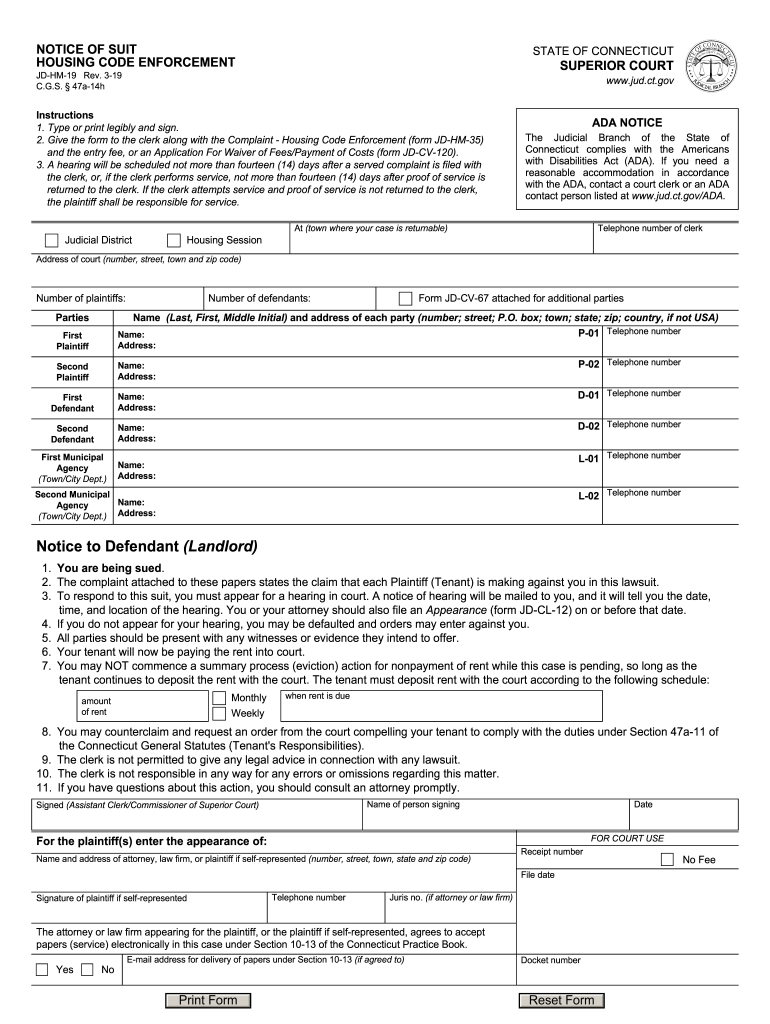 NOTICE of SUIT HOUSING CODE ENFORCEMENT 2019-2023